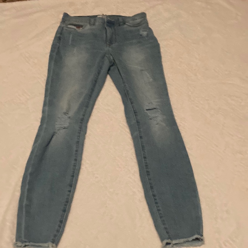 TOMMY skinny light flare ripped jeans